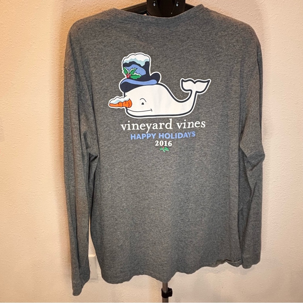 Vineyard Vines Men’s Long Sleeve T-Shirt Gray XL Christmas Theme - Picture 3 of 6
